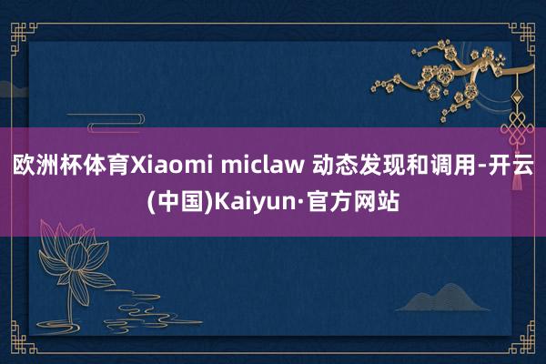 欧洲杯体育Xiaomi miclaw 动态发现和调用-开云(中国)Kaiyun·官方网站