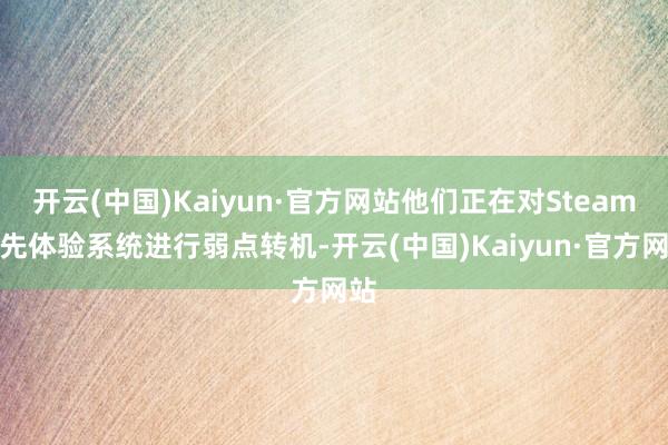 开云(中国)Kaiyun·官方网站他们正在对Steam抢先体验系统进行弱点转机-开云(中国)Kaiyun·官方网站