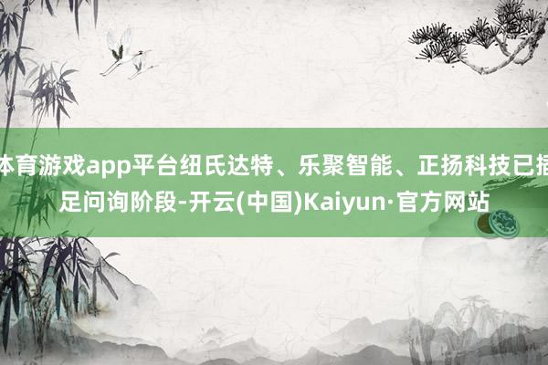 体育游戏app平台纽氏达特、乐聚智能、正扬科技已插足问询阶段-开云(中国)Kaiyun·官方网站