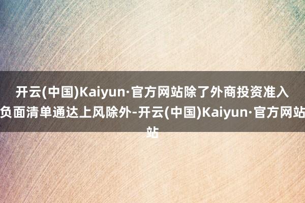 开云(中国)Kaiyun·官方网站 除了外商投资准入负面清单通达上风除外-开云(中国)Kaiyun·官方网站